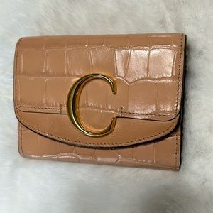 EUC Chloe Croc Embossed “Chloe C” Trifold wallet